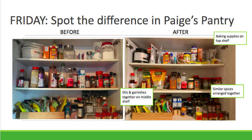 Paige's Pantry Makeover - Before & After Answer Key