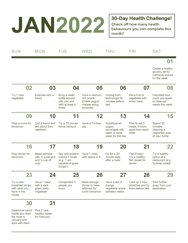 Jan 2022 Health Challenge